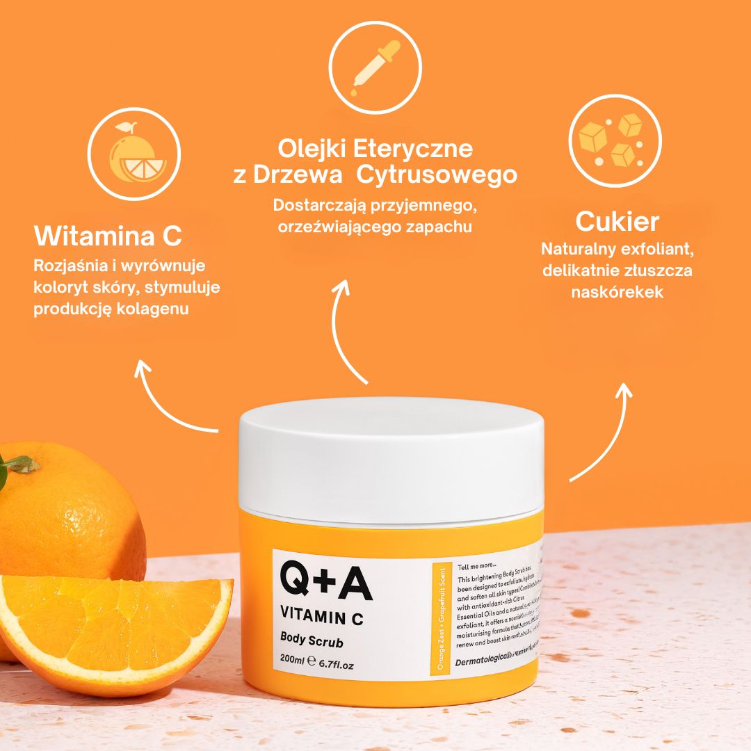 Cukrowy peeling do ciała z witaminą C od Q+A