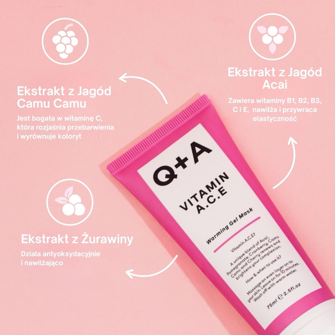 Q+A Vitamin A.C.E – rozgrzewająca maska do twarzy z witaminami A, C, E